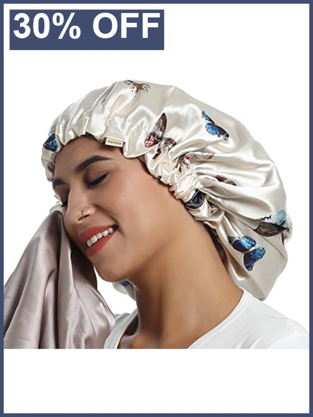 100% Mulberry Silk Lined Bonnet Adjustable Satin Sleep Cap 16 Momme Hair Care